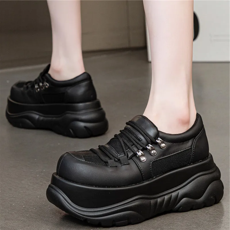 

2025 Thick-Soled Platform Height Increase 8cm Lace-Up Casual New Women's Niche Punk Hot Girl Chunky Shoes