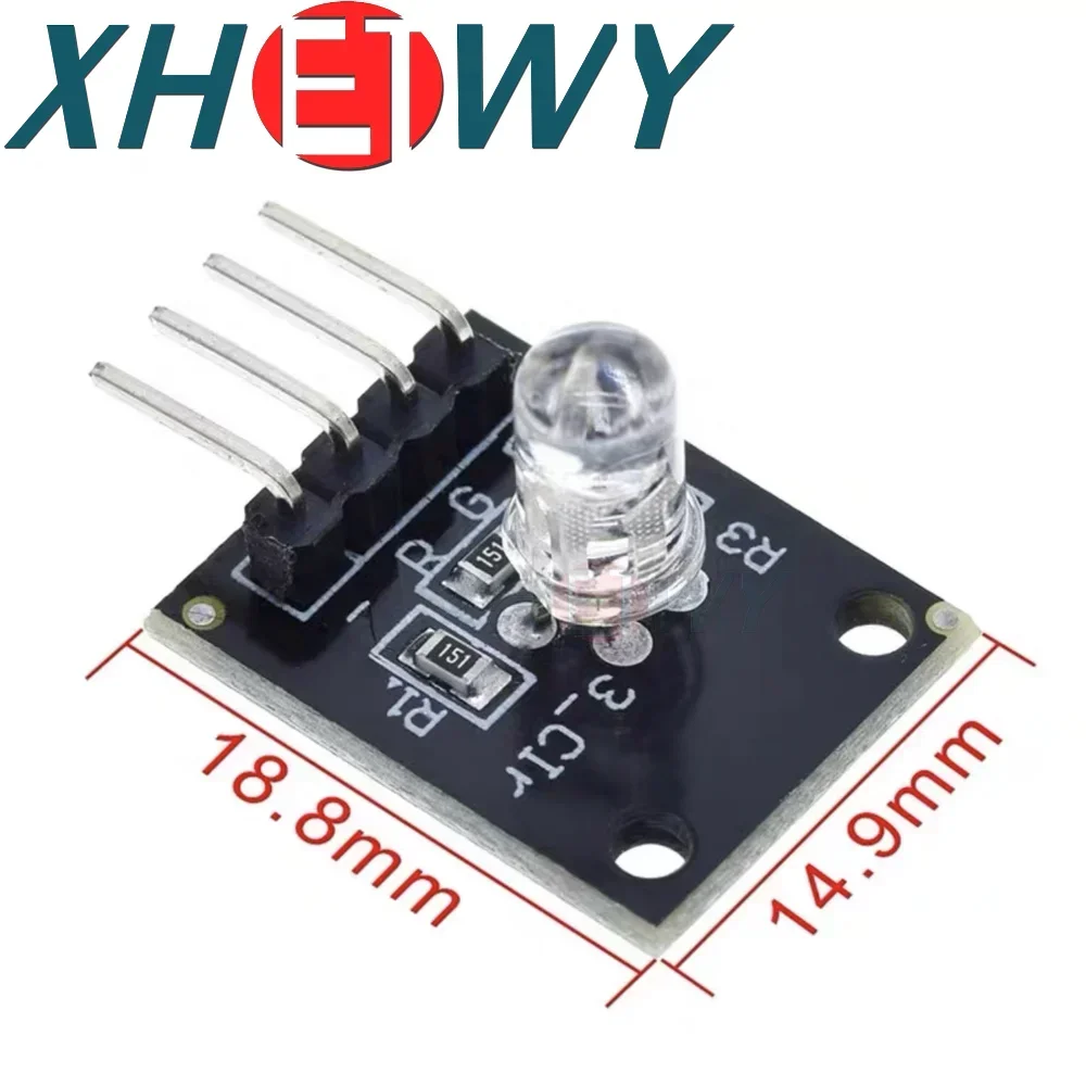 10PCS Colorful controllable RGB module, 3-color LED module, red green blue three color LED plug-in KY-016