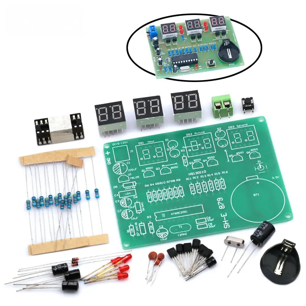 Kit fai da te AT89C2051 orologio elettronico tubo digitale Display a LED Suite modulo elettronico parti e componenti DC 9V - 12V