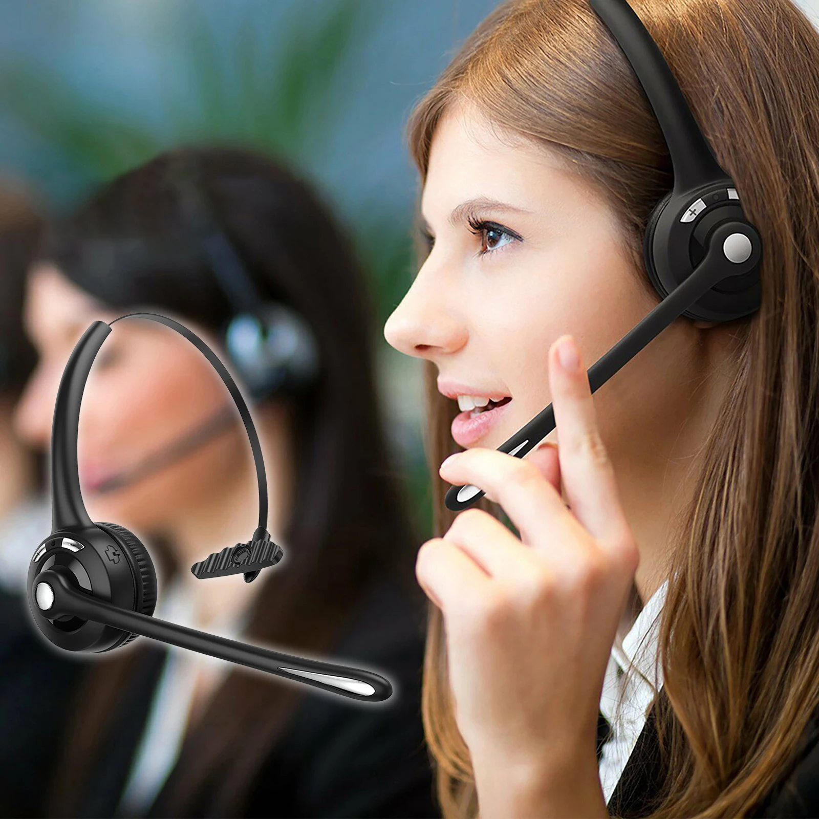 Business Bluetooth-compatible Headset Noise Canceling Mono Over-Ear Headphone Portable Audio Accessories