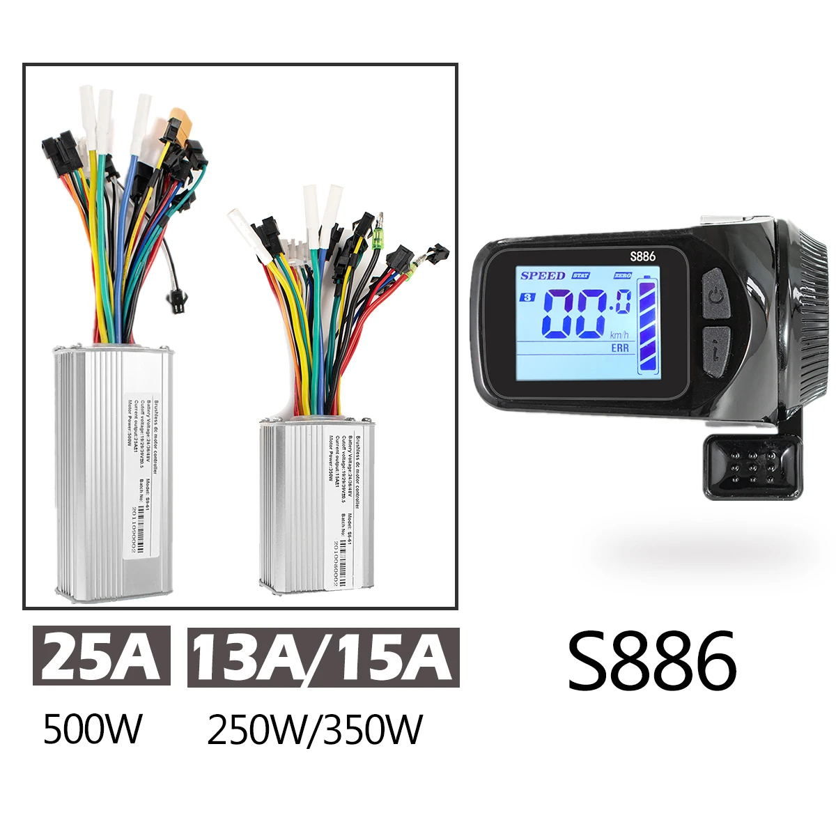 Brushless Controller 500W 350W 250W with LCD Display Electric Bicycle Scooter Accessories Parts S886 Display Easy Connection