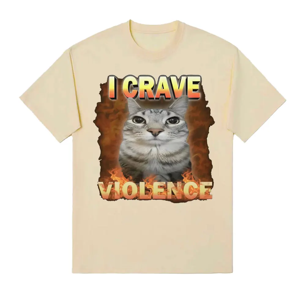 أنا نذف العنف مضحك القط ميمي تي شيرت الرجال النساء Harajuku موضة لطيف عالية الجودة تي شيرت المتضخم القطن الخالص تي شيرت بلايز