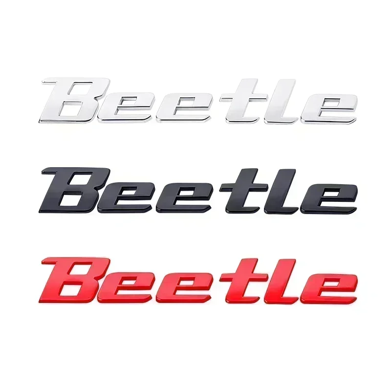 

3D Metal logo Sticker Beetle Emblem Badge Chrome Black Red Letter Decal For Volkswagen VW Beetle Rear Trunk Decor Accessories