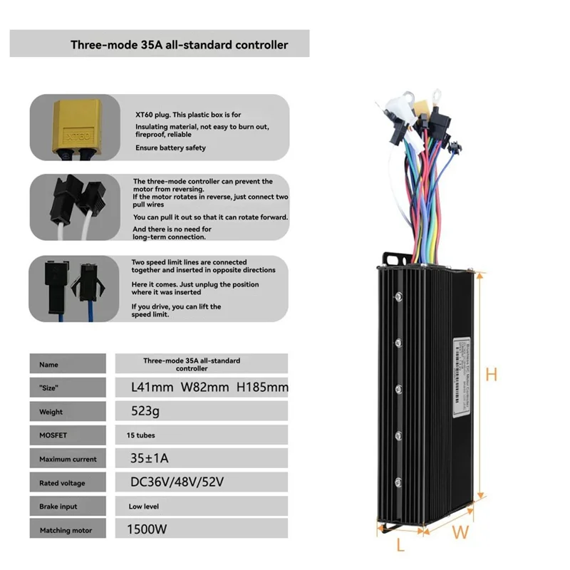 36V 48V 52V 35A 1500W Brushless Motor Controller +GD01 LCD Kit For Electric Mountain Bike Scooter Modification