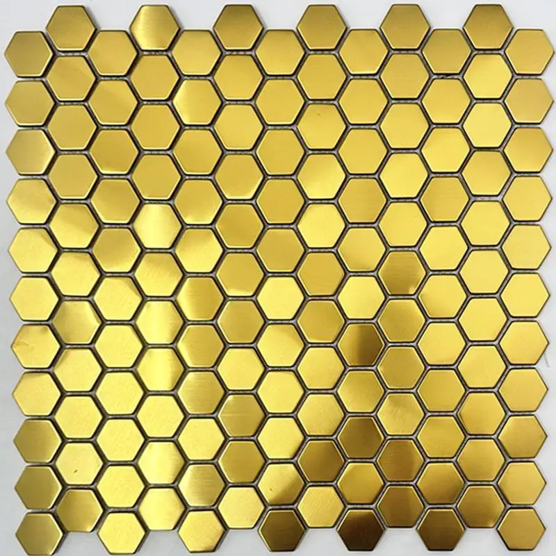 Металлическая мозаичная плитка из нержавеющей стали 26x26 см, шестиугольная, с гальваническим зеркальным покрытием, для фоновой стены под телевизор в гостиной или баре