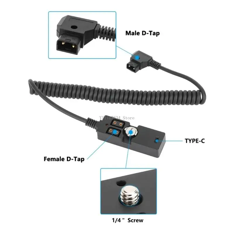  V Mount Battery Dtap To Type C Power Cable 3 Outputs For Camera Monitor Light
