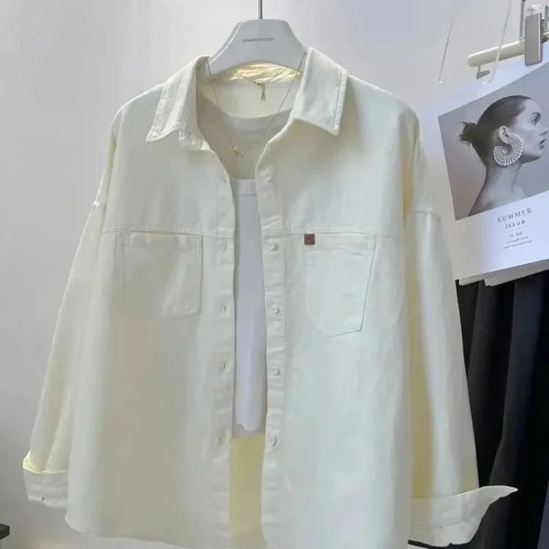 

Loose Long Sve Women's irt Spring Autumn Korean Sle with ket Slimming Outerwear Faion Commute Sle Polyester Fabric