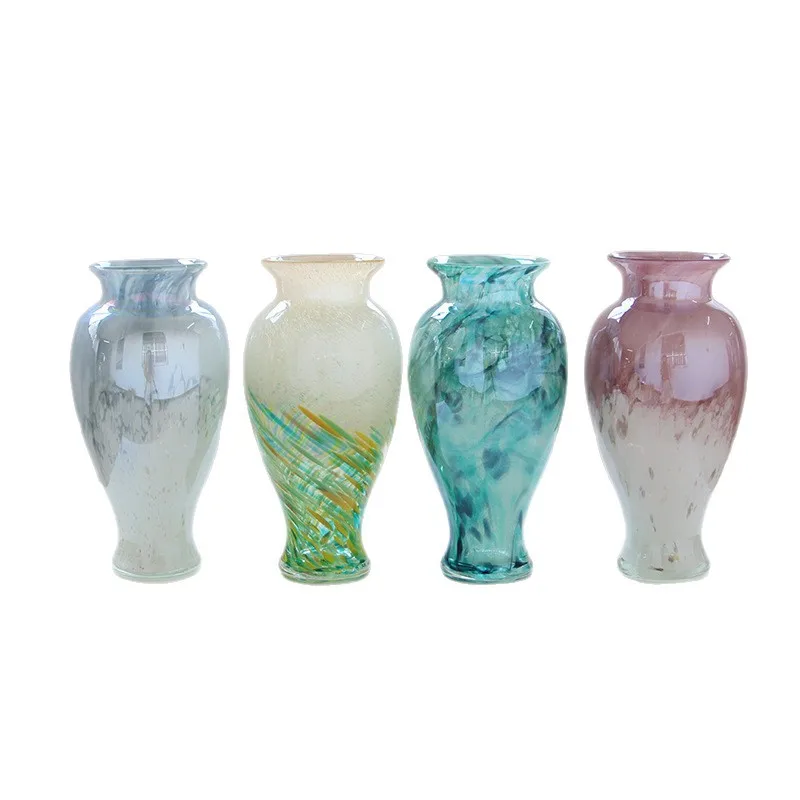

Medieval peacock blue gradual change magnetic powder vase flower dining table TV cabinet decoration
