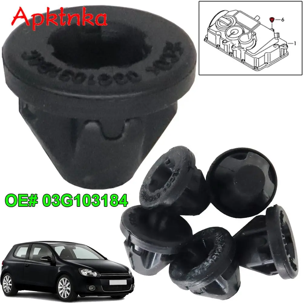 Apktnka 6 Pcs For Audi A3 A4 A6 Skoda Octavia VW Polo Golf Jetta Seat Car Engine Cover Grommet Pulg Socket OE# 03G103184