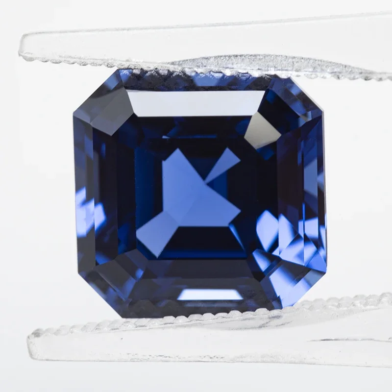 Lab Grown Sapphire Royal Blue Color Square Asscher Cut VVS1 Charms DIY For Jewelry Making Material Selectable AGL Certificate