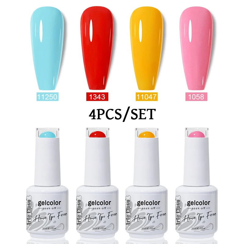 アルテ クラヴォ 15ml ネイルジェルポリッシュ 4個/セット セミパーマネント UVジェル HEMA TPOフリー ソークオフジェルネイルポリッシュ ラキエリー ハイブリッド ヴェルニ
