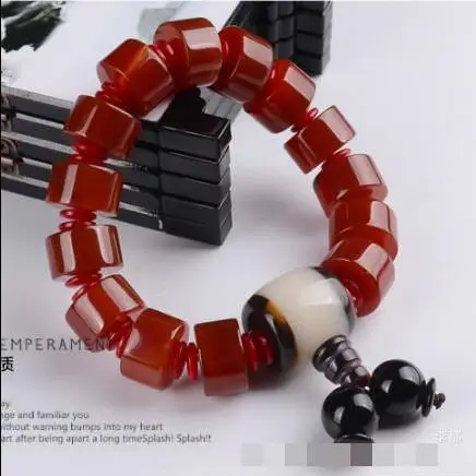 

Natural Agate Bracelets Men Women Healing Gemstone Fine Jewelry Genuine Brazilian Red Agate Stone Tassel Charm Bracelet Bangles
