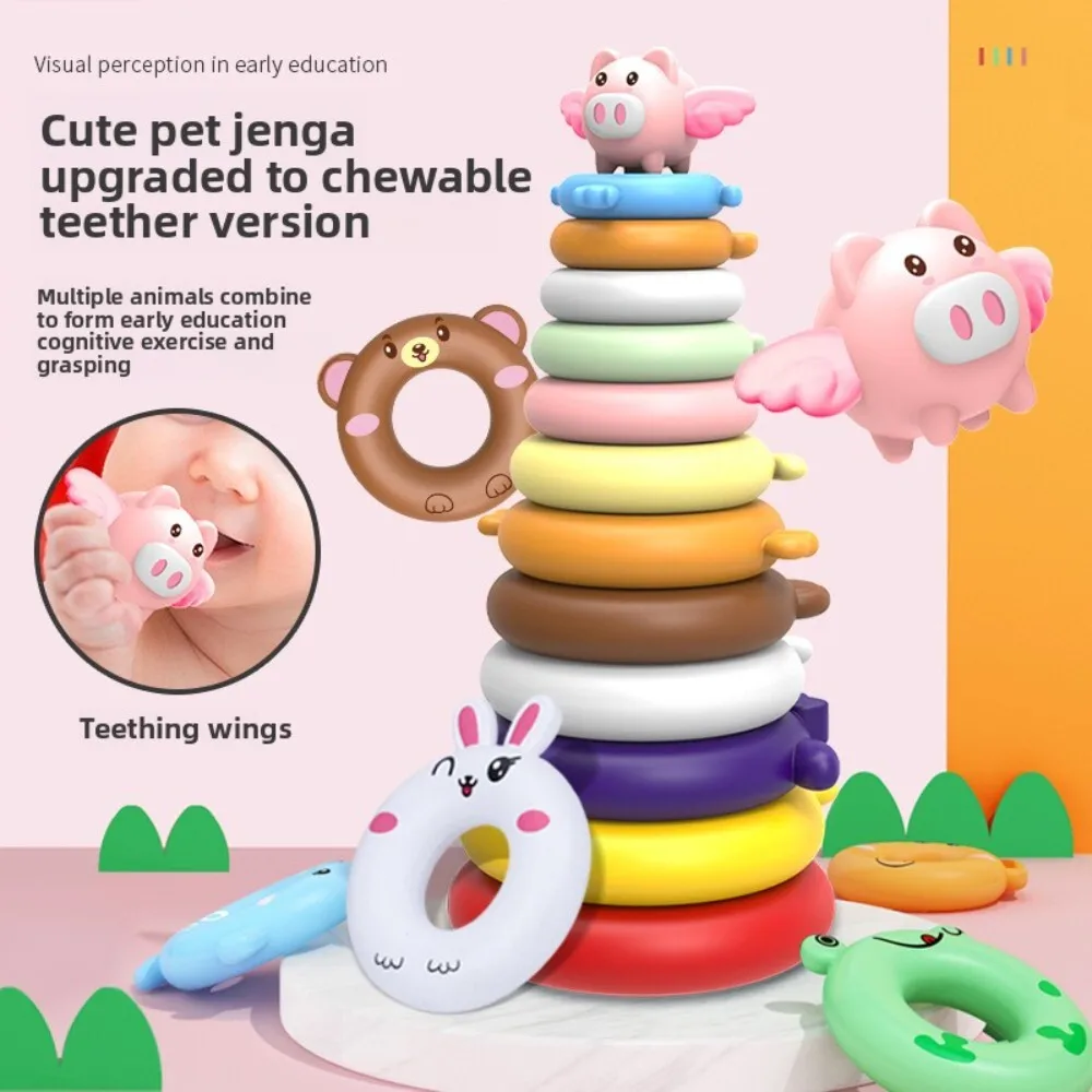 Stacking Rainbow Tower Ring Toy for 6 to 12 Months Baby Toddler Early Education Developmental Playtime Wooden Inspired