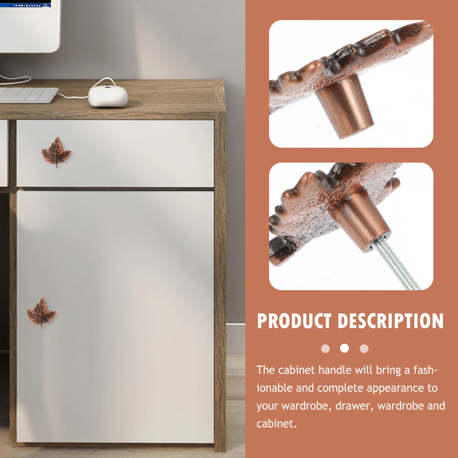 

4 Pcs Single Hole Cabinet Handles Zinc Alloy Drawer Pulls Vintage Maple Leaf Dresser Knobs Hardware for Closet Kitchen Cabinet