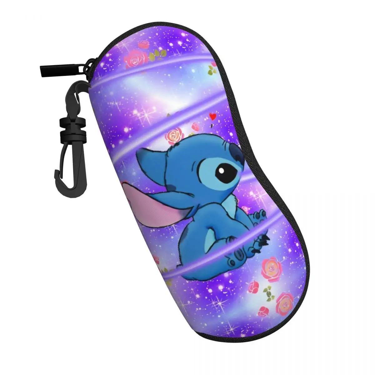 Cute Cartoon Stitch Glasses Case Cover Blue Comic Sunglasses Pouch Eyewear Organizer Zipper Male Female Eyeglass Cases Cover