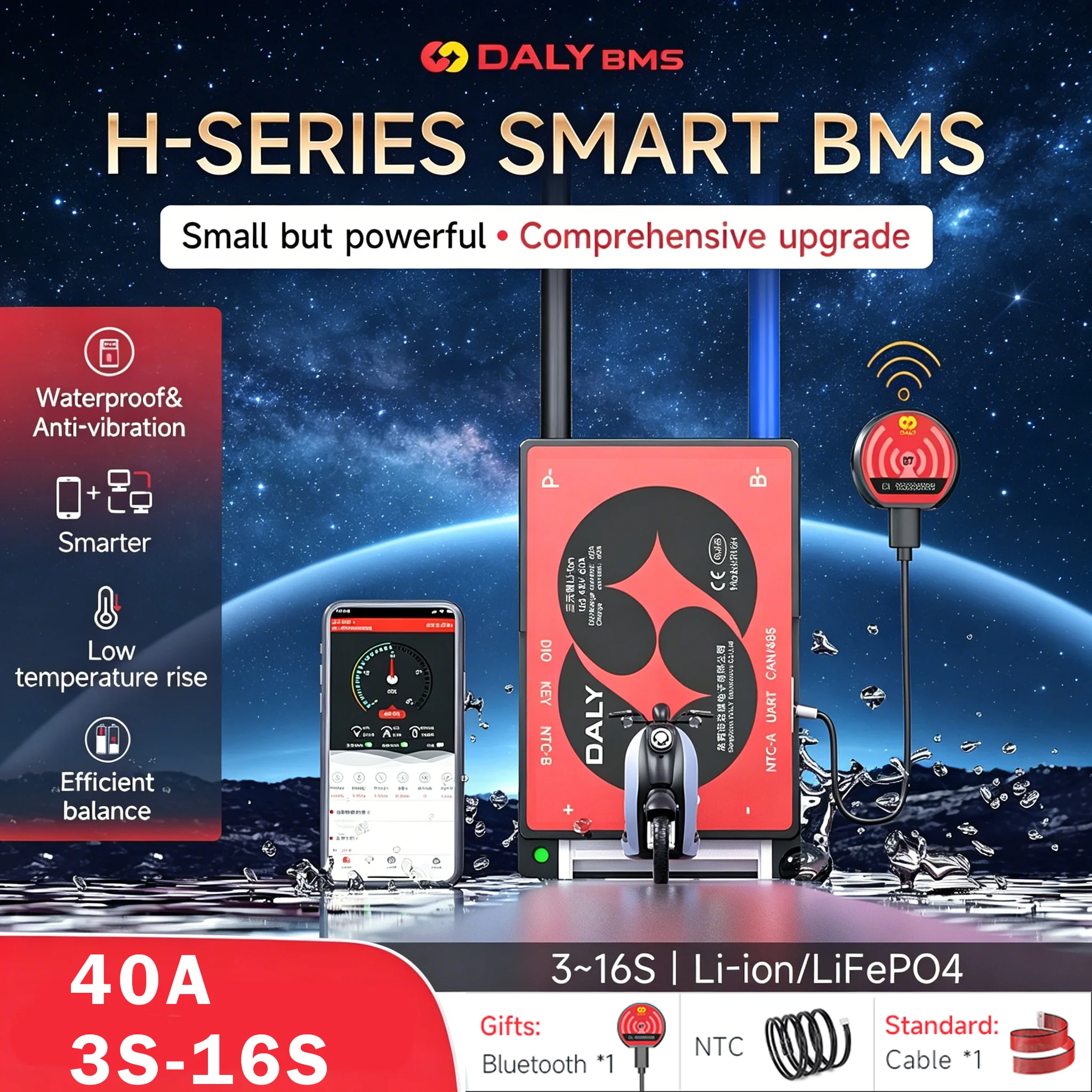 

Daly Smart BMS 3S 4S 12V 7S 8S 24V 13S 16S 48V 40A Lifepo4 32V Li-ion 3.7V Battery BMS RS485 CANBUS Bluetooth Scooter e-Bike