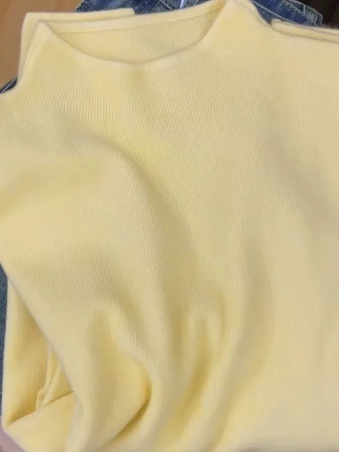 High-End Europese Sle Dames Gebreide Basis Irt Licht Paars F Hoge Kraag Trui Herfst Winter Woon-werkverkeer Slim Fit Warmte