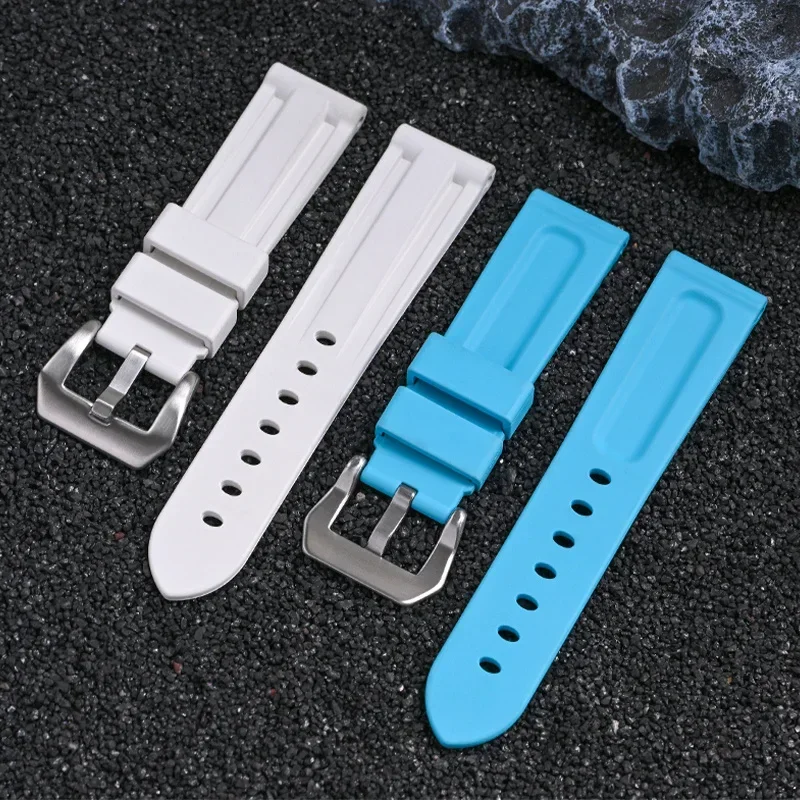 

Для часов Panerai 111 386 441, ремешки, аксессуары, серебряная пряжка из нержавеющей стали, сменный ремешок для часов 22/24 мм, ремешок для часов, ремешок из витона