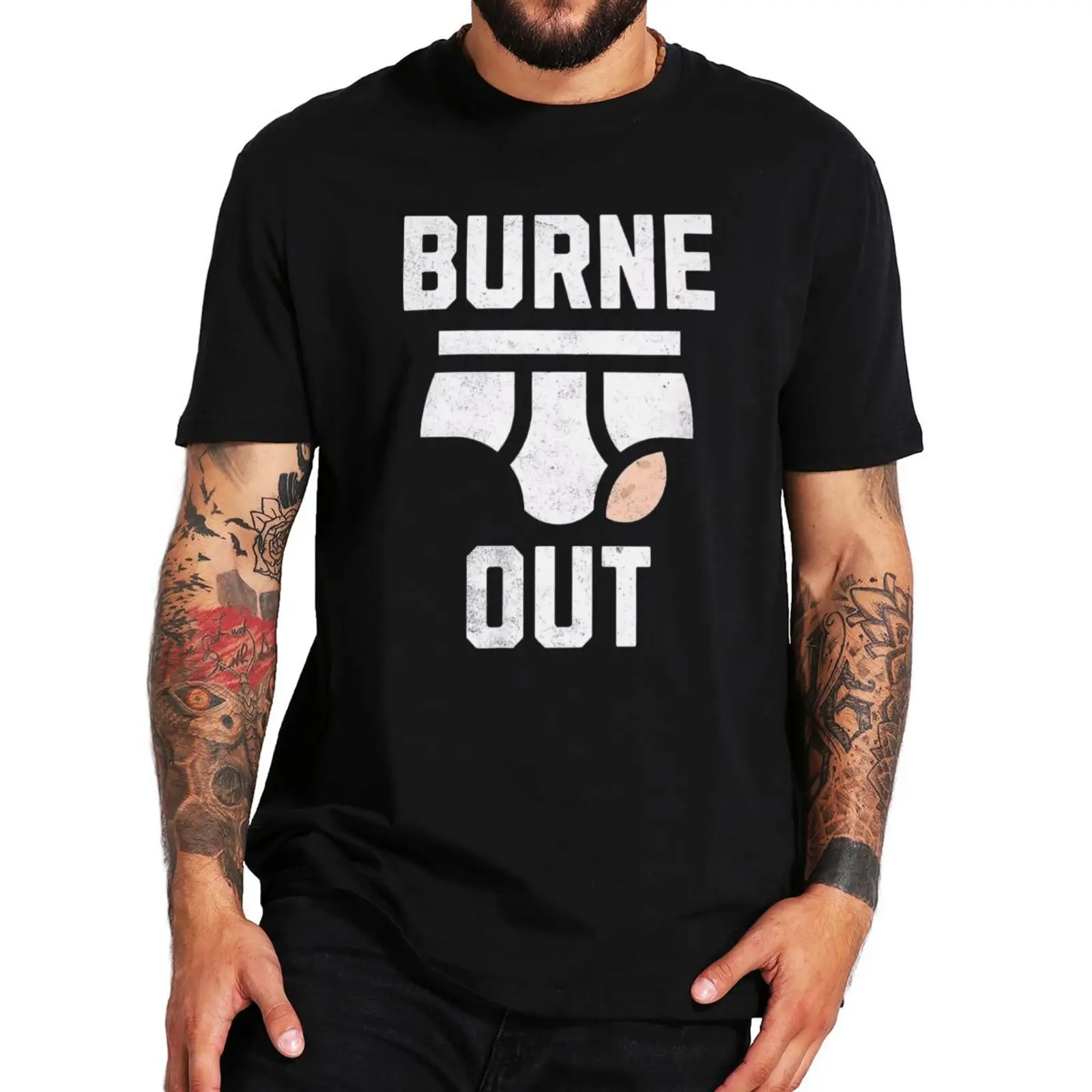 Men summer fashion tops Burne Out T Shirt Retro Humor Colleague Jokes Graphic Tops EU Size Cotton Soft Casual Unisex T-shirts