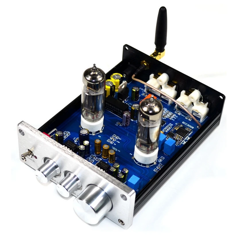 Imagem -03 - Buffer Hifi Tube Preamp Amplificador Pré-amplificador Estéreo Treble Ajuste de Tom Baixo Prata Bluetooth 4.2 6j5