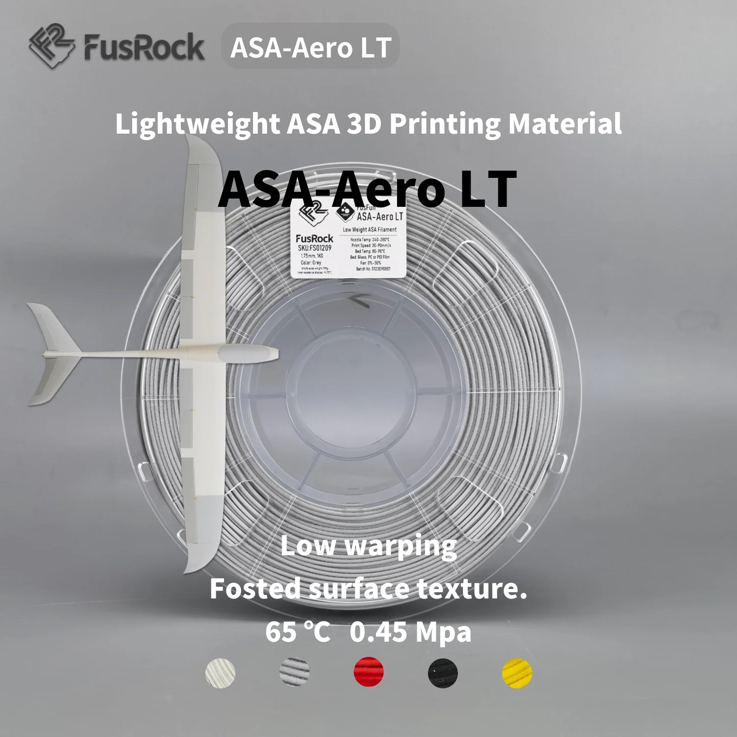 FusRock ASA-Aero LT  3D Filament On-Demand foaming technology  Low Density ASA Filament 1.75mm 3D filament  LW-ASA LT