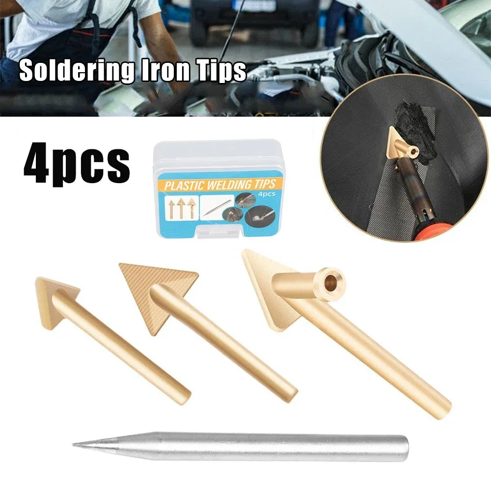 4 قطع من طرف بديل اللحام، طرف مسدس حديد اللحام، ملحق لحام طرف نحاسي مثلث، إصلاح مصد السيارة #1