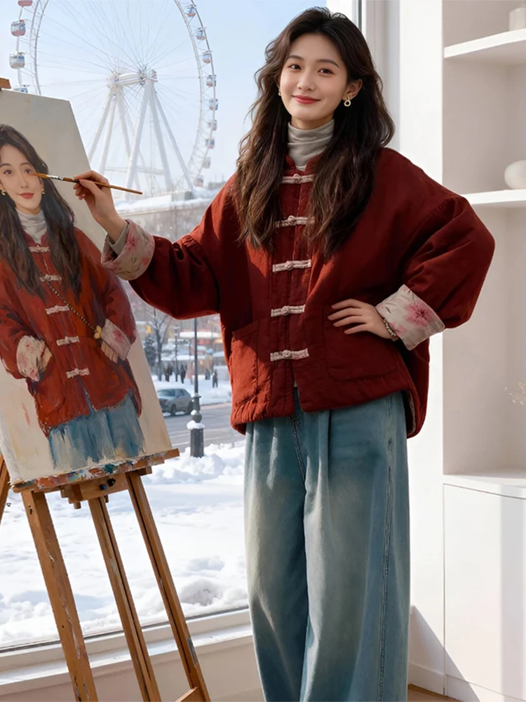 

Новый китайский двусторонний джарет на пуговицах, красивый модный повседневный свободный крой, дышащий длинный воротник-стойка све