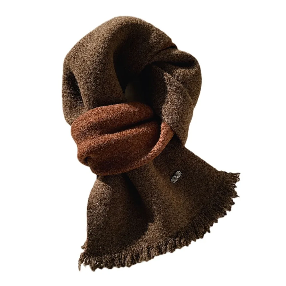 양모 복고풍 문학 및 예술 메일라드 스카프 여성 스타일 흰색 작은 드리워진 스카프 유행 겨울이 포함되어 있습니다.