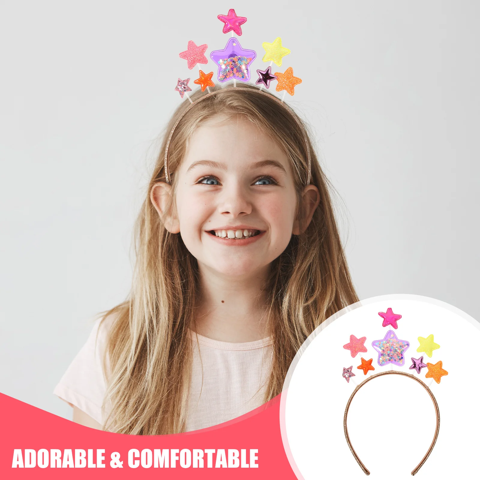 

Повязка на голову со звездой и блестками, креативная детская праздничная повязка для волос, костюм на день рождения, декоративный головной убор для косплея, праздничный карнавальный костюм, вечерние