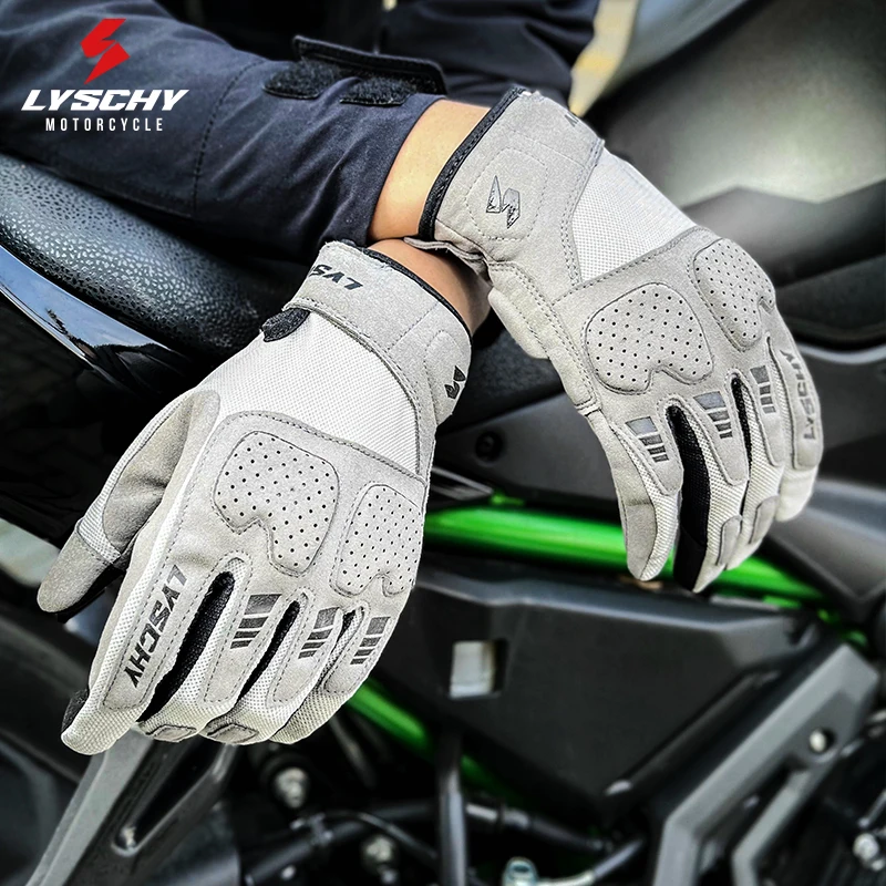 

LYSCHY Women Riding Gloves Summer Breathable Motorcycle Gloves Gear Vintage Soft Full Finger Gloves Men Touch Screen Guantes