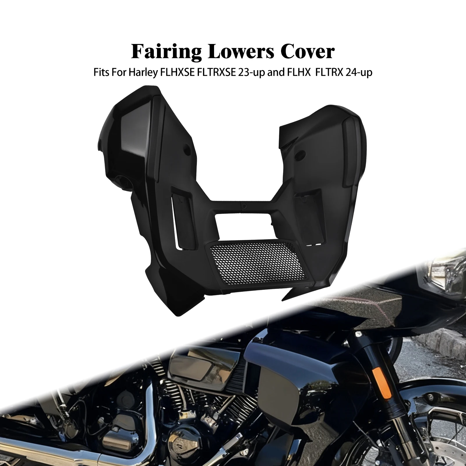Motorcycle Chin Spoiler Extended Front Fairing Lower Cover Kit For Harley Touring CVO FLHXSE FLTRXSE 2023-Up FLHX FLTRX 2024-Up