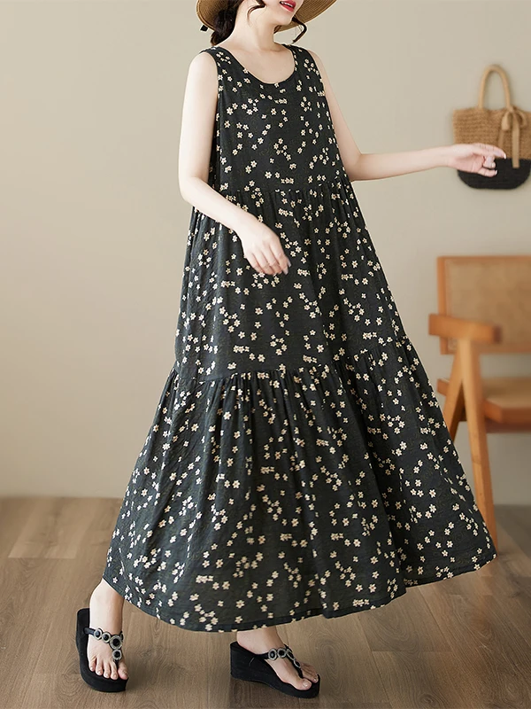 

Новое художественное платье в стиле ретро Svel Dr, свободное платье трапециевидной формы с цветочным принтом, смесь хлопка и льна, летнее тонкое длинное платье