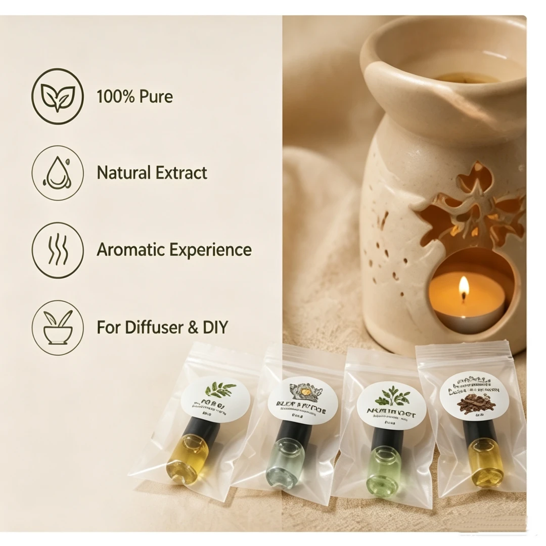 SPLYMCZEN Mini Botanische Ätherische Öle Kollektion 2ml Blauer Lotus, Adlerholz, Neem, Beifuß Aromatisches Öl für DIY Seifen- und Kerzenherstellung – Detail 3
