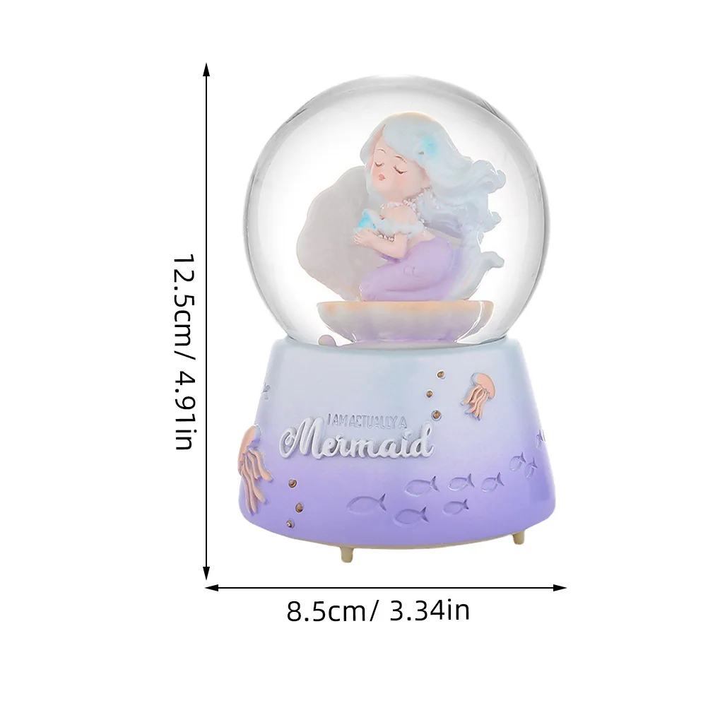 

Premium Mermaid Snow Globe with LED Light Decorative Home Office Party Car Interior Decoration Warm Atmosphere Gift for Her