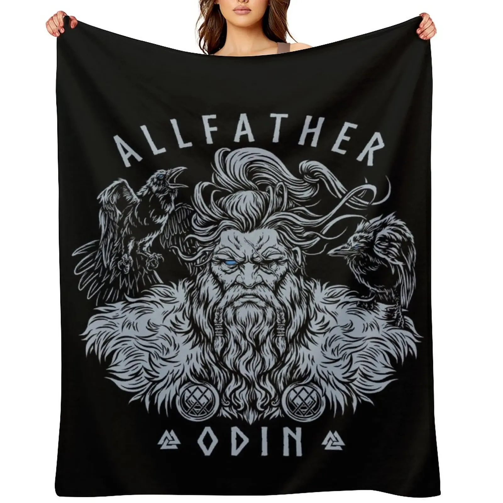 

Norse Mythology Viking Allfather Odin Huginn Muninn Valknut Throw Blanket heavy to sleep Shaggy Cute Single Blankets