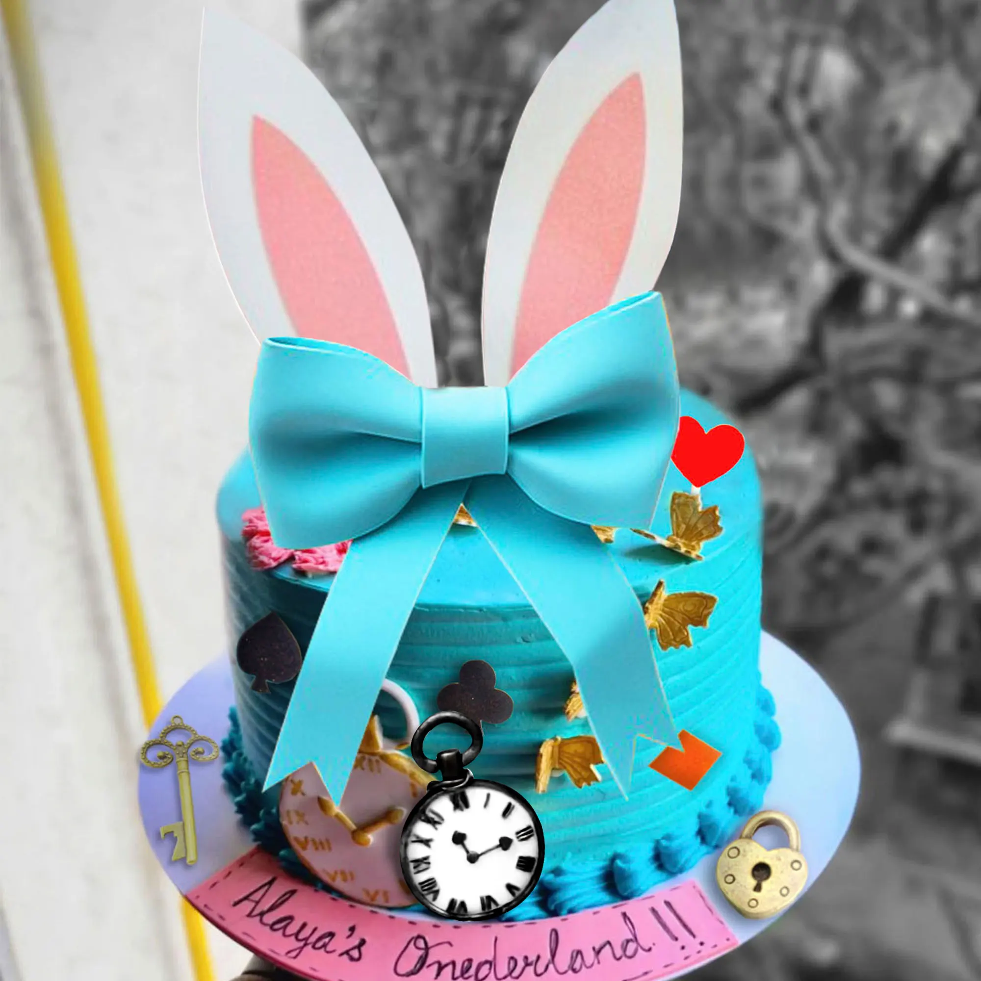 LaVenty Alice in Wonderland Cake Decoration Party Supplies Favors Bunny Birthday Cake Decoration Baby Shower Decoration