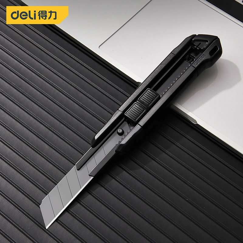 Deli Portable Tools 9/18mm Self-locking Utility Knife Wallpaper Pocket Unboxing Knives Paper Cutter Office Stationery Supplies