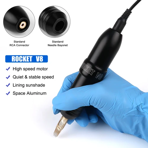 Imagen 2 del producto Rocket V8 máquina de tatuaje inalámbrica profesional cartucho pluma interfaz RCA pluma de tatuaje rotativa portátil para principiantes de tatuajes