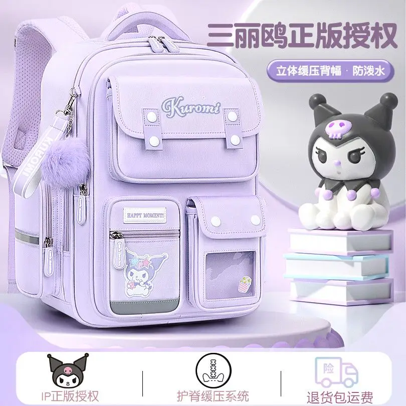 

Kawaii Sanrio Cinnamoroll Backpack Pupil Grade1-3-6 Kuromi Lightweight Waterproof Schoolbag Girls Children's Reduce Burdens Toys
