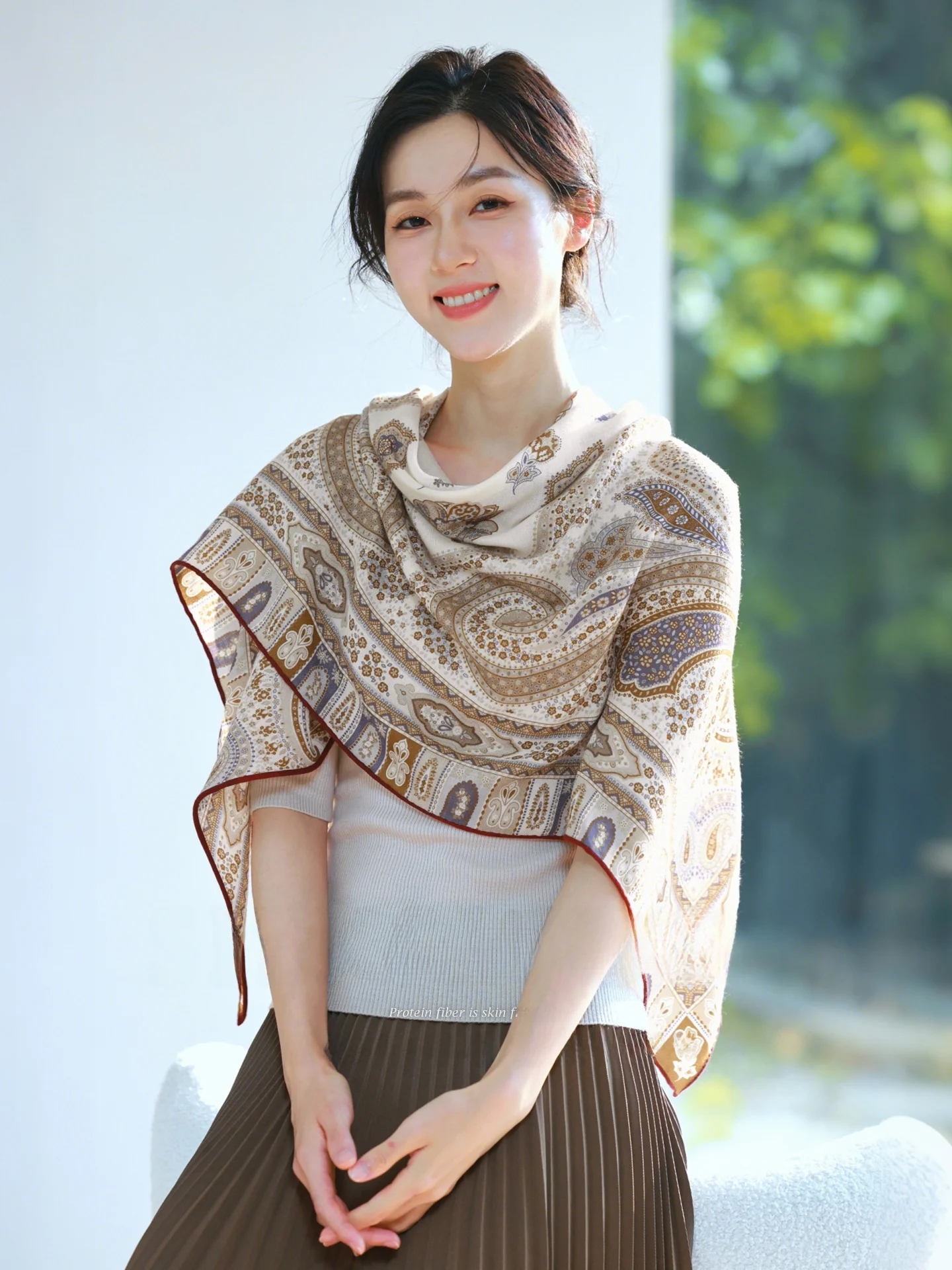 silk-wool-scarf-women's-thin-autumn-winter-e-scarf-outerwear-ne-protection-high-end-feeling-spring-summer-autumn