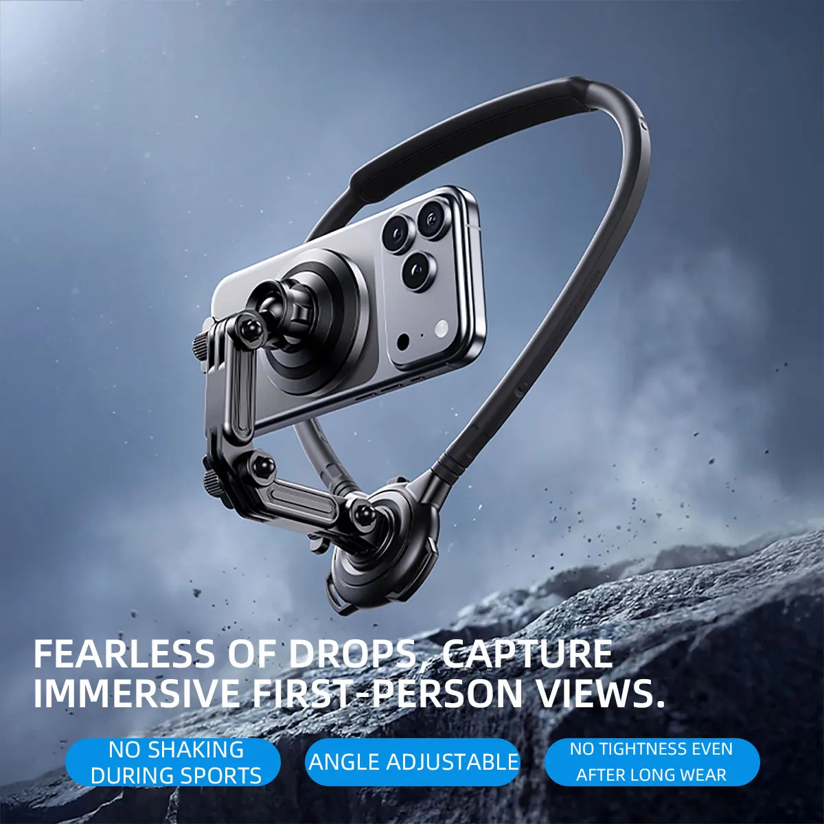 Silicone Magnetic Phone Action Camera 2 in 1 Neck Hold Mount for GoPro Insta360 DJI OSMO Action Universal Action Camera Phone view 2
