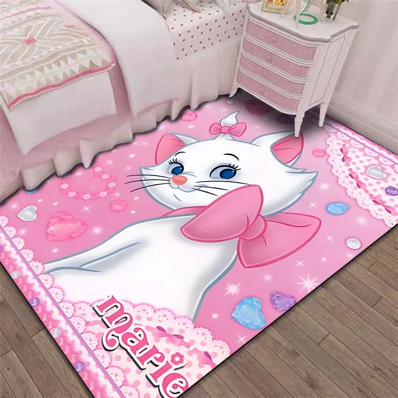 15 Sizes Disney Cat Marie Pattern Carpet for Bedroom Floor Mat Decor Living Room Cartoon Rug Girl Room Pink Room Decor Area Rug