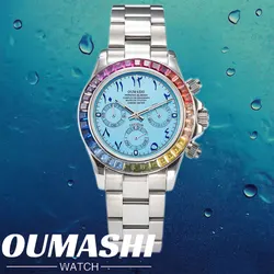VK63 watch Rainbow Bezel Sport Watch Men Arabic Quartz Stainless Steel 10ATM Waterproof Mens Watch VK63 Sapphire Chronograph