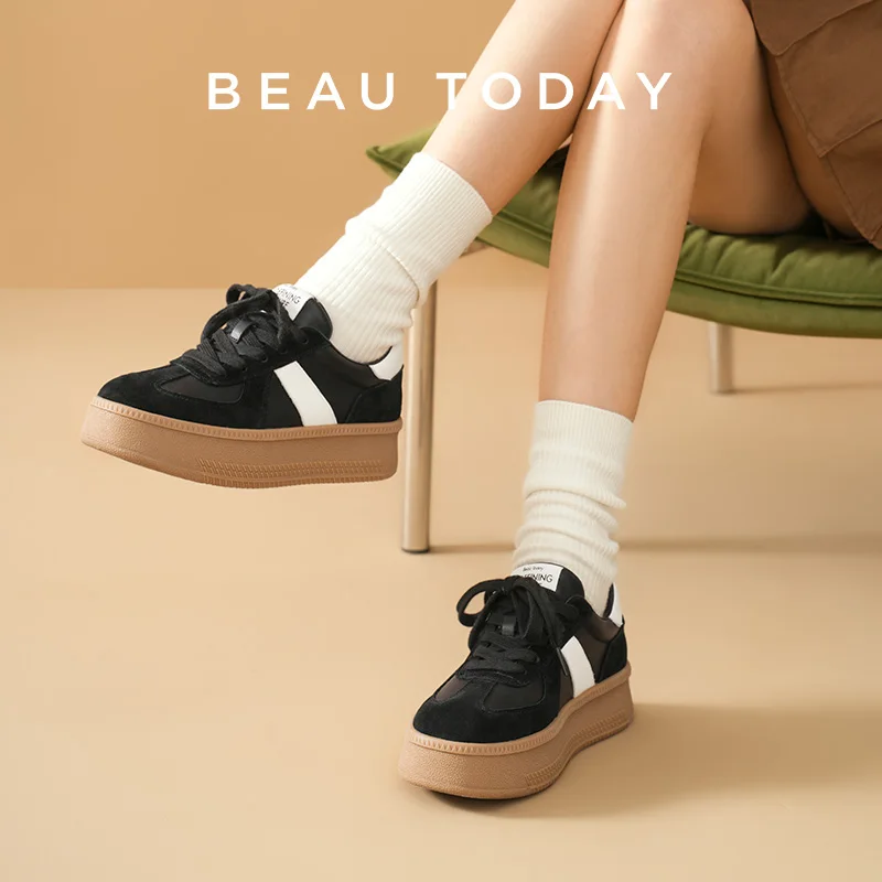 

BEAUTODAY Sports Sneakers Women Lace up Mixed Color Casual Ladies Patchwork Platform German Training Shoes Handmade 29864