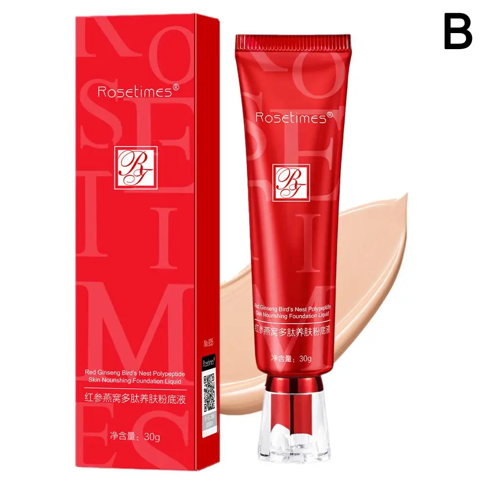 Red Ginseng Bird's Nest Polypeptide Skin-Nourishing 50g Long-Lasting Cream Waterproof BB Concealer Foundation K0G4