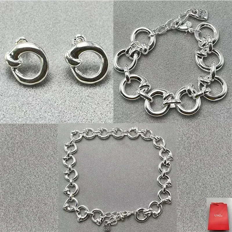 2024 Spain UNOde Hot Selling Daily Unique Design Silver Geometric Jewelry Set Women's Gift