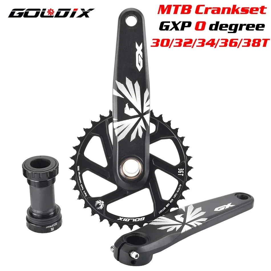 GOLDIX Bicycle Crankset 170/175mm Crank length 0mm Offset Install Directly Chainring 30/32/34/36/38T For Mountain Bike Crankset