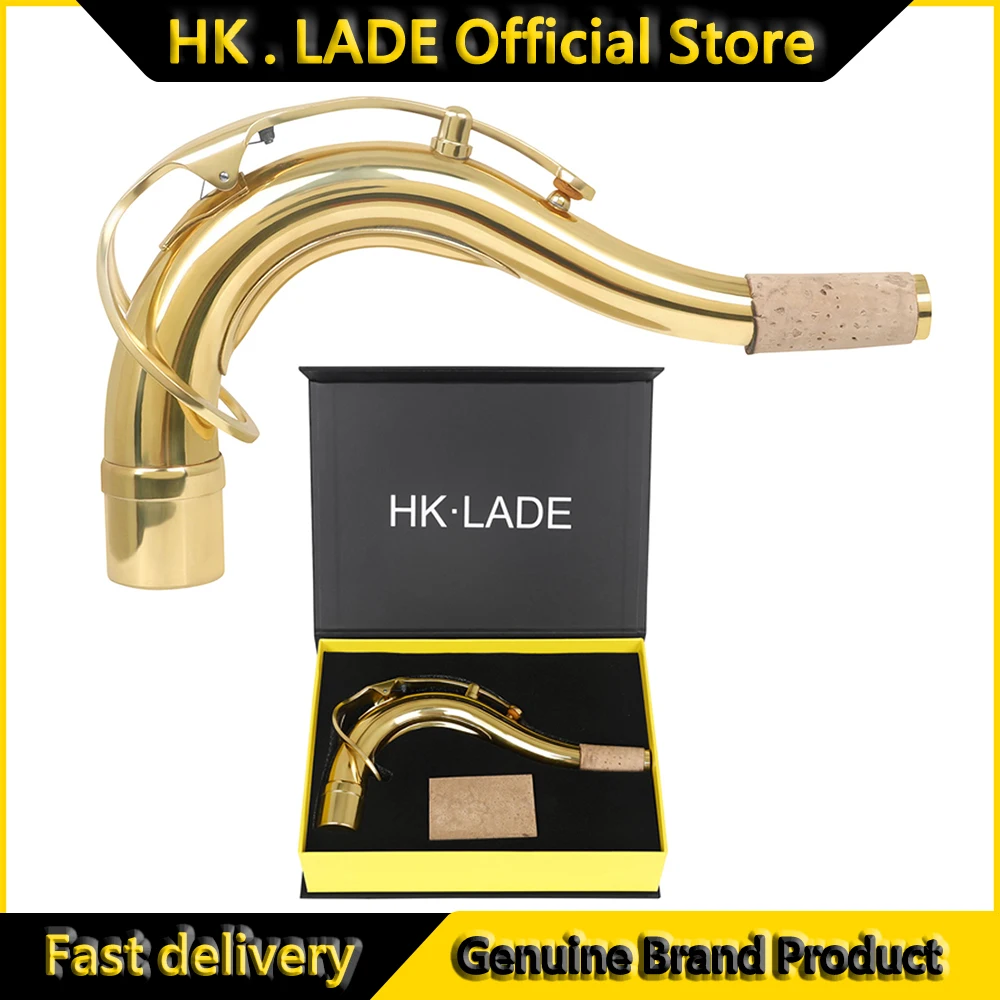 

HK.LADE Tenor Saxophone Neck Tenor Sax Bent Neck with Mouthpiece Pad Brass Gold Plated Woodwind Instrument Parts & Accessories
