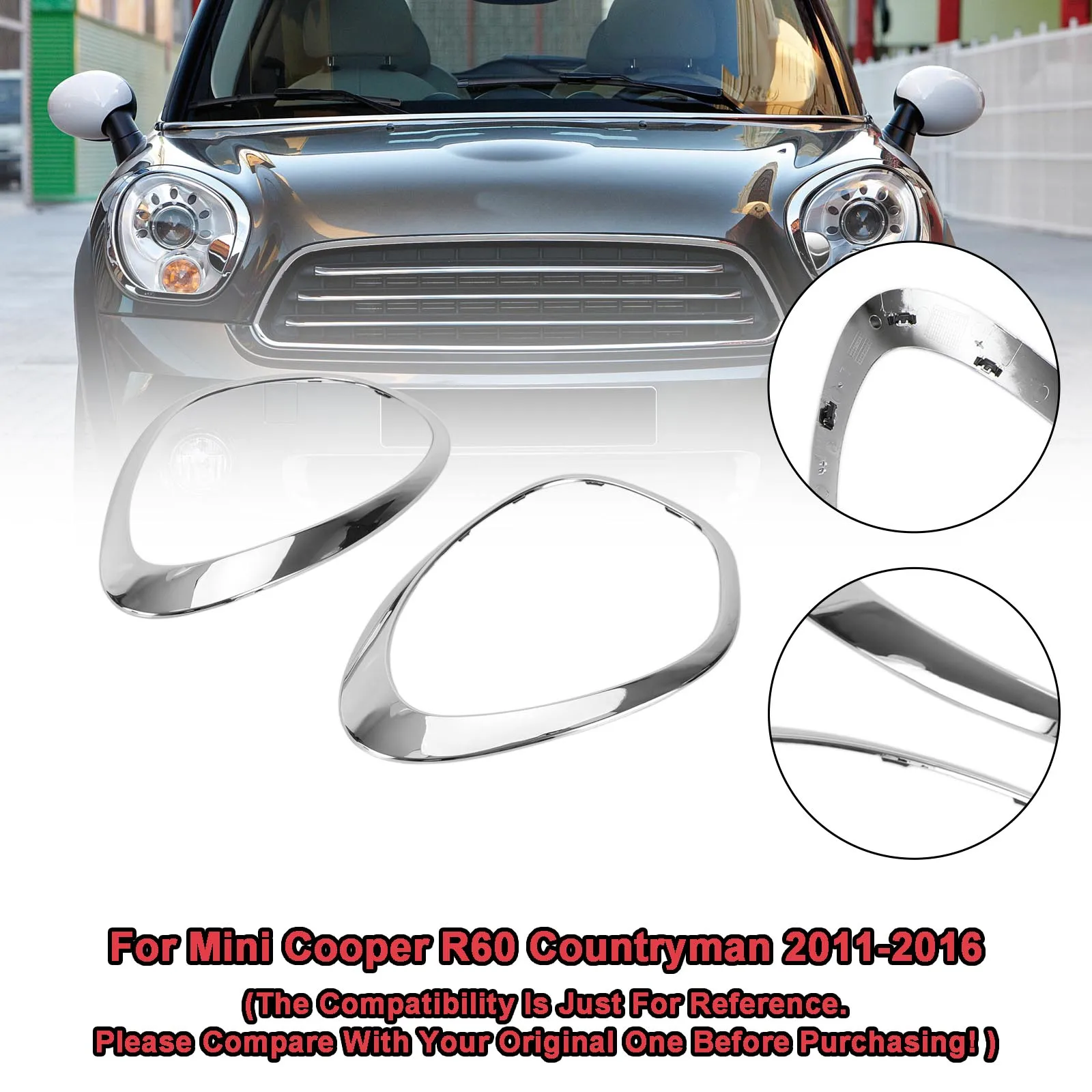 

2 хромированных накладок на фару для Mini Cooper R60 Countryman 2011-2016 гг.