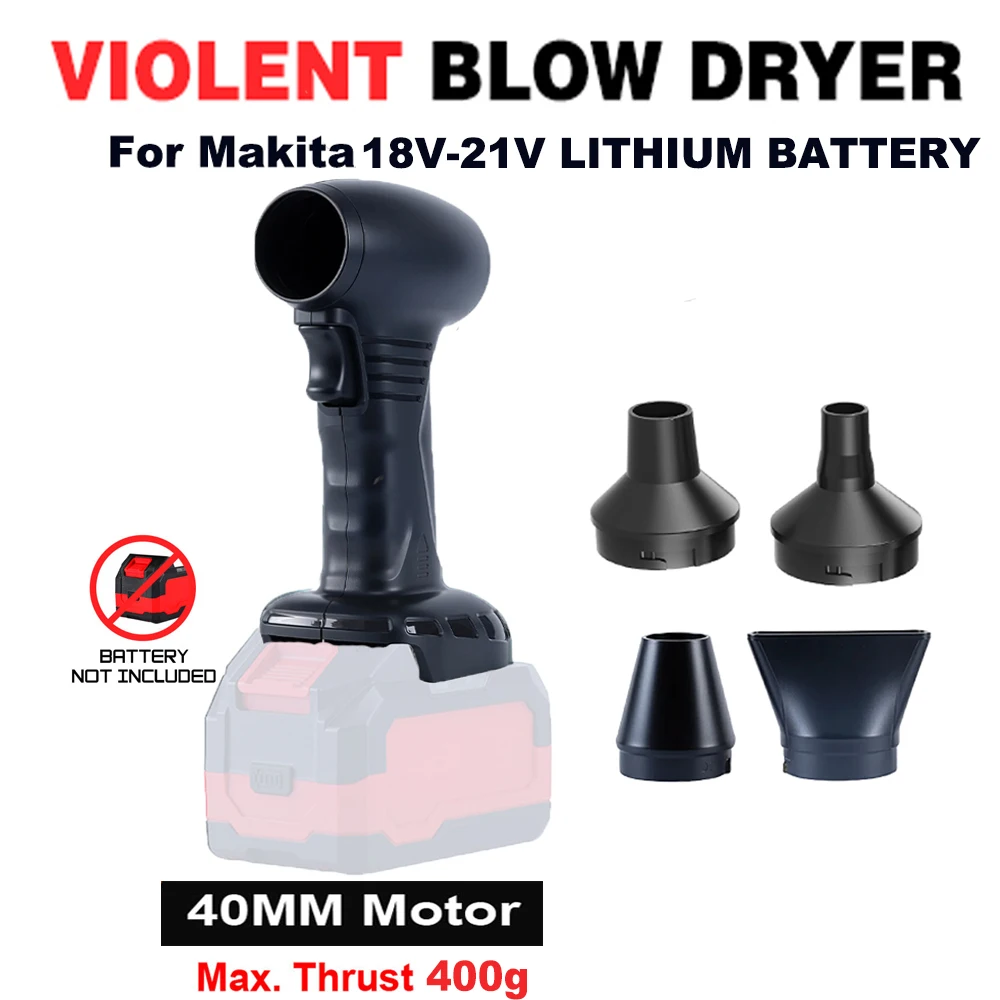 

Turbo Fan Violent Air Gun for Makita 18V-21V Battery 400g Thrust Stepless Speed High Power Turbofan Leaf Blower Handheld Jet Fan
